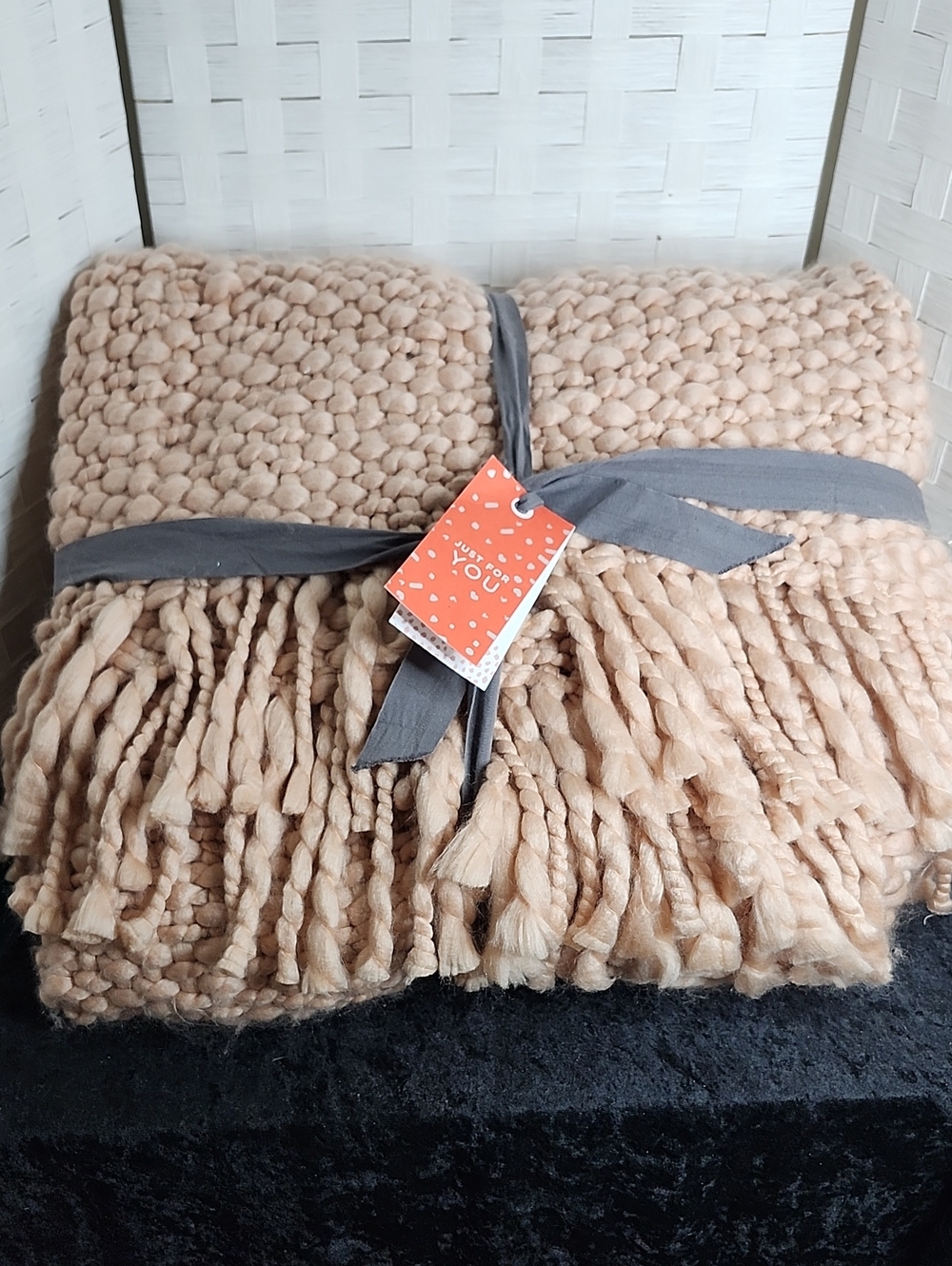 👉*NWT* ARTISAN CRAFTED WEST ELM SOLID BASKETWEAVE KNIT THROW ~BLUSH ~50" X 60"